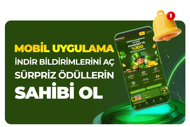 Damabet mobil uygulamasını indirin ve bildirimleri açarak sürpriz ödüllerin sahibi olun! En yeni bonuslar ve özel teklifler anında cebinize gelsin.