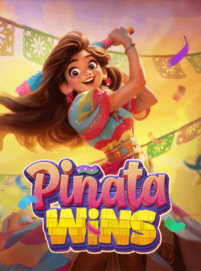 Piñata Wins | Smash Your Way to Big Rewards! Join the fiesta and smash your way to prizes in the Piñata Wins slot! An excited girl swings a bat at a piñata, ready to release a shower of candy and cash rewards.