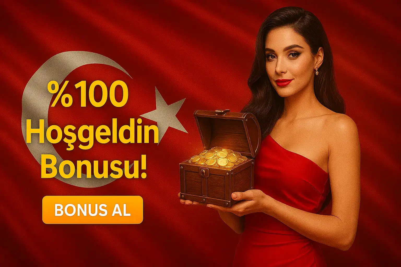 Damabet %100 Hoşgeldin Bonusu | Bonus Al Damabet yeni üyelere özel %100 Hoşgeldin Bonusu! Şık kadın elindeki altın dolu hazine sandığı ile seni bekliyor. Fırsatı kaçırma, hemen bonusu al!