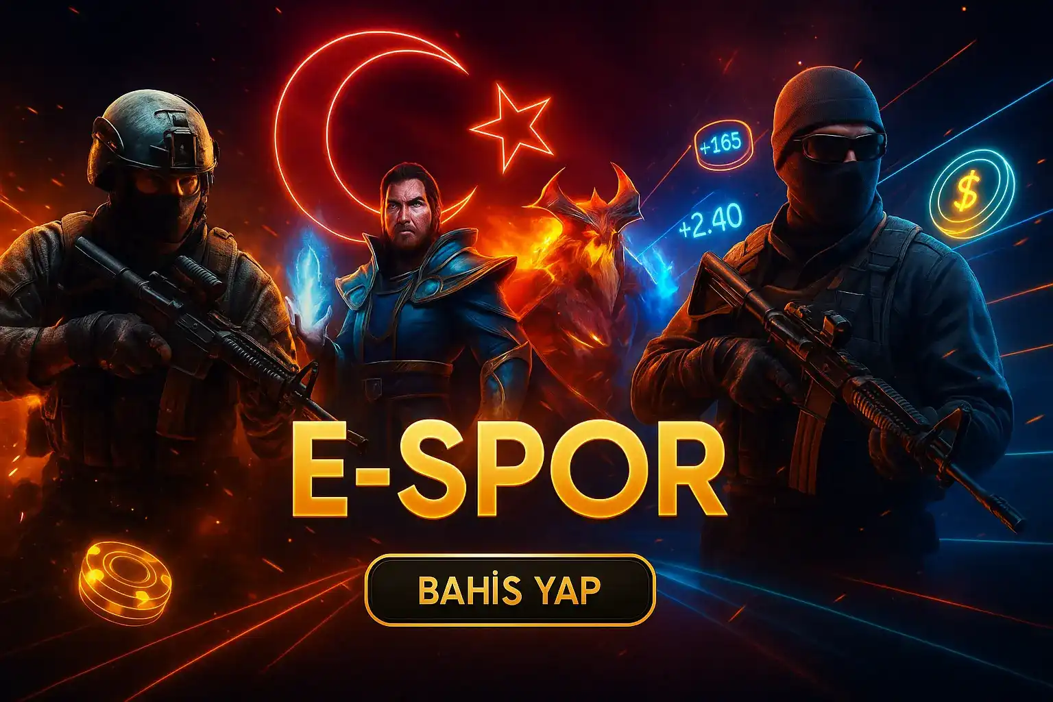 Damabet E-Spor Bahisleri | Bahis Yap Damabet ile e-spor dünyasına adım at! Strateji ve FPS oyunlarına, Türk bayrağı temalı bu özel alanda yüksek oranlarla bahis yap ve kazanmaya başla.